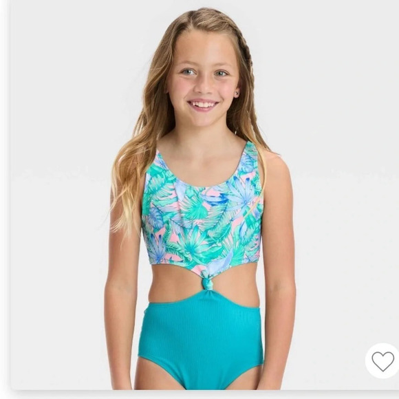 art class Other - Art Class Girls' Floral Printed Tropical Twist Swimsuit  Light Blue L(10/12)